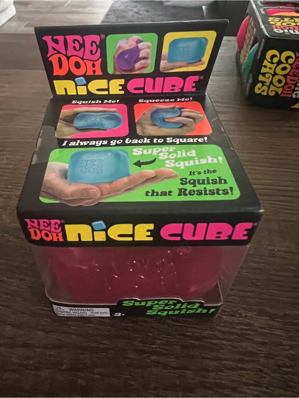 Nee doh Nice Cube Pink Super Solid Squish Stress Toy